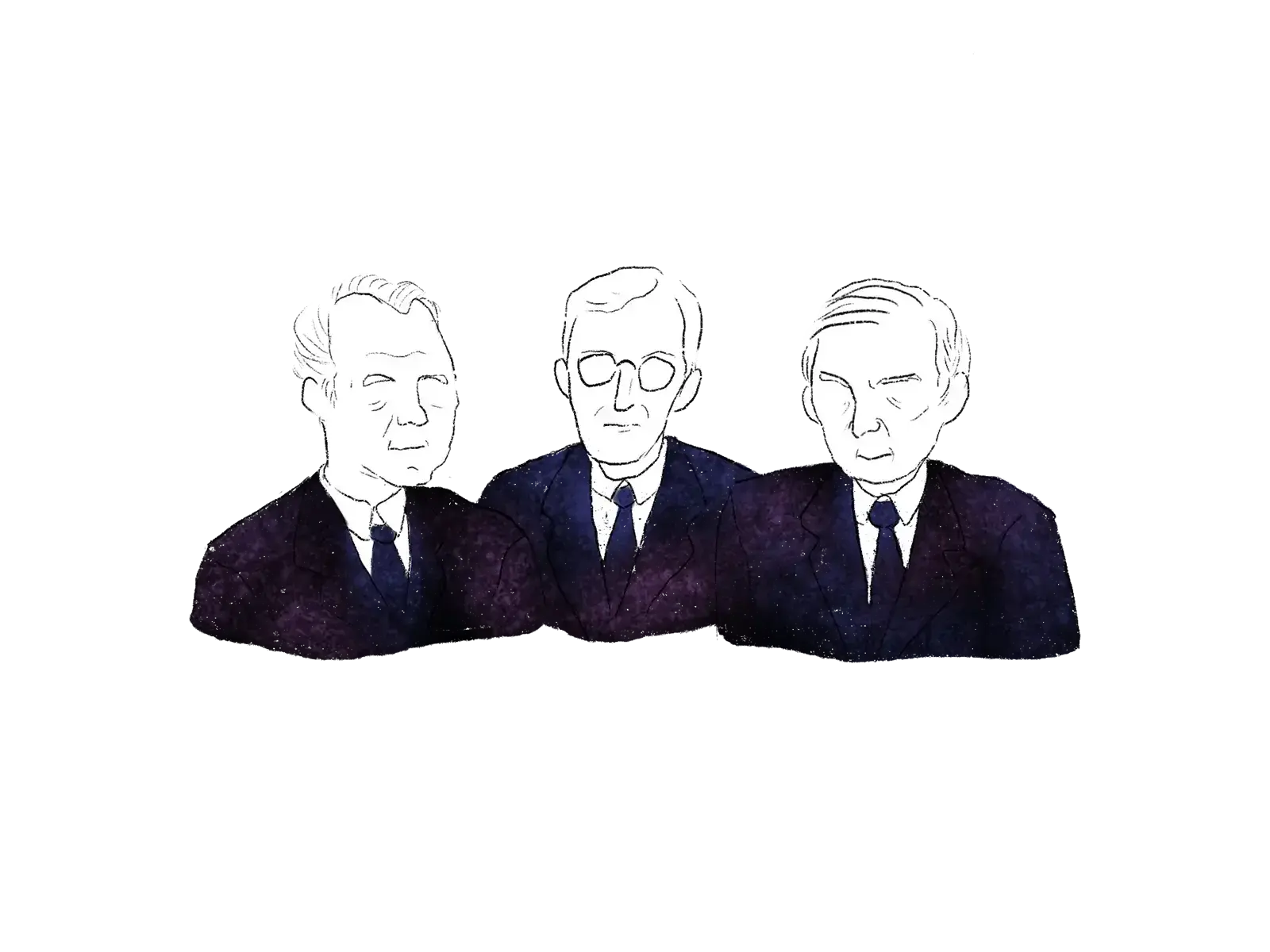 Three, unhappy, older men in suits