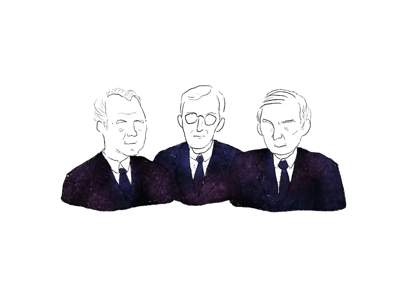 3人のスーツを着た年配の男性