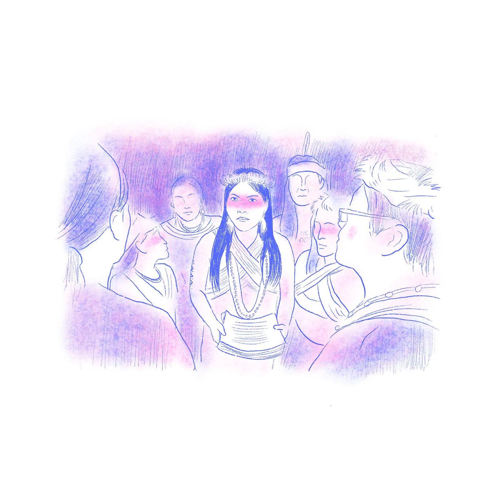 大勢の人に向かってスピーチをする先住民の女性